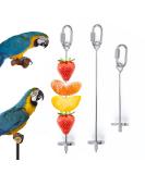 iTGOOS 2Pcs Parrot Skewer Feeder Stainless Steel Parrot Fruit Stick Holder Bird Food Holder Birds Foraging Toy for Parrots Cockatoo Cockatiel Cage - Buy Online on GoSupps.com
