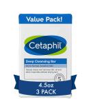 Cetaphil Deep Cleansing Face and Body Bar - Pack of 3 | For Dry to Normal Sensitive Skin | Soap Free, Hypoallergenic, Paraben Free | Removes Makeup, Dirt, and Oil 4.5 oz - Buy Online on GoSupps.com
