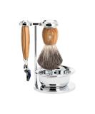 M HLE Vivo Shaving Set | Gillette Compatible | Badger Hair Brush | Olive Wood Holder & Bowl - Buy Online on GoSupps.com
