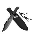 Mossy Oak 15-inch Survival Hunting Knife with Sheath - Fixed Blade Tactical Bowie Knife for Camping, Outdoor, Bushcraft - Includes Sharpener & Fire Starter - Buy Online on GoSupps.com