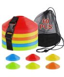 60PCS Soccer Training Cones with Carry Bag | Agility Marker Cones for Field Sports | Ideal for Football, Basketball, Skating | Indoor & Outdoor Use - Colorful - Buy Online on GoSupps.com