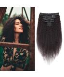 20cm Real Hair Clip-In Extensions - Afro Kinky Straight 8pcs 18 Clips - Natural Black #1B - 95g Brazilian Human Hair - Buy Online on GoSupps.com