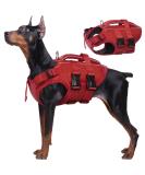 Kuoser Adjustable Ripstop Dog Lifeguard Vest - High Swimming Capacity Pet Life Jacket for Small to Large Dogs - Perfect for Beach Adventures in Red (XXL) - Buy Online on GoSupps.com