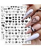 Valentines Day Nail Art Stickers Decals - Black Heart Love Lips 3D Self-Adhesive Slider Decals - 6 Sheets - Buy Online on GoSupps.com
