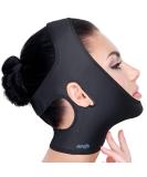 Neck Chin Compression Garment Strap Bandage | Face Slimmer Double Chin Wrap Black - Buy Online on GoSupps.com