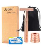 Jodial Safety Edge Razor for Women - Reusable Rose Gold Razor with 10 Double Edge Blades Plastic Free Eco-Friendly Shaving Solution - Buy Online on GoSupps.com