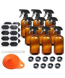 9 Pack 16oz Amber Glass Spray Bottles - Refillable Containers for Essential Oils and Cleaning Products - Buy Online on GoSupps.com