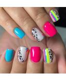 Shop Stylish Short Press on Nails - Black Leopard Print Acrylic Glossy Colors | 24PCS Full Cover False Nails for Women & Girls - Buy Online on GoSupps.com