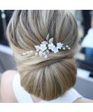 Ushiny Rhinestone Wedding Flower Hairpins - Silver Bridal Headpiece & Pearl Hair Accessories for Women & Girls - Buy Online on GoSupps.com