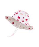 LANGZHEN Baby Girls Sun Protection Hat with Chin Strap | Adjustable Toddler Kids Wide Brim Play Hat | White -Strawberry 6-12 Months - Buy Online on GoSupps.com