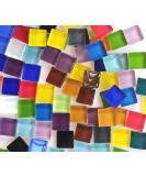 Crystal Glass Mosaic Tiles 225 Pieces Pack - DIY Home Decoration Supplies - 1x1 cm Square Tiles - Full Color Mix - Buy Online on GoSupps.com