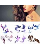 Phoenixes Temporary Tattoos Set for Men & Women - 6 Sheets of Firebird Silhouettes - Fantasy Animal Fake Tattoo Kits for Neck, Arm, Hands & Legs - Buy Online on GoSupps.com