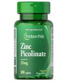 Puritan's Pride Zinc Picolinate 25mg Caplets for Immune System Health - 100 Count Pack - Buy Online on GoSupps.com