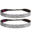 Hipsy Adjustable Non Slip Bling Glitter Headbands 2-Pack - Gunmetal - Buy Online on GoSupps.com