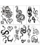 Temporary Tattoos for Men Women Teens Body Art Decorations Black Fake Tattoos Stickers Snake Tattoo Decals 20 Pcs Skull Web Black Rose Flower Knife Moon Sexy Stickers for Sleeve Arm Neck Chest Decor - Buy Online on GoSupps.com
