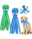 Wandergo Squeaky Dog Toys 2 PCS Octopus Dog Toy with Crinkle Paper Plush Dog Teeth Cleaning Toy Dog Soft Toy Durable Dog Toys for Large Dogs Medium Dogs Playing(Blue+Green) - Buy Online on GoSupps.com