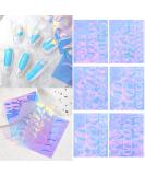 XEAOHESY 12 Sheets Aurora Nail Foil Sticker Ice Cellophane Nail Film Holographic Nail Art Stickers Laser Nail Decals for Women Girls Nail Art Decoration (6 Shapes) Cellophane Nail Film-01 - Buy Online on GoSupps.com