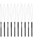 10 Pieces Hair Extension Loop Needle Threader Pulling Hook Tool and Bead Device Tool Black Loop Threader for Hair or Feather Extensions (Black) - Buy Online on GoSupps.com