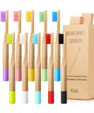 10-Pack Kids Bamboo Toothbrush Set with Soft Bristles - Natural Wood, Organic, BPA-Free - Ideal for Toddlers, Adults, Travel - Colorful Options Included - Buy Online on GoSupps.com