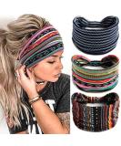 Zoestar Boho Wide Stripes Black Yoga Headscarf | Vintage Stylish Turban Hair Bands | 3-Piece Elastic Fashion Accessories for Women & Girls - Buy Online on GoSupps.com