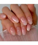 Short Press On Nails Oval Shape | Pink White Gradient Acrylic Nails | Glossy French Tip Glue On Nails for Women & Girls - Buy Online on GoSupps.com