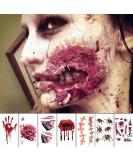 Halloween 3D Zombie Scar Face Tattoo Sticker - Waterproof Fake Bloody Wound for Cosplay, Party, and Pranks - Buy Online on GoSupps.com