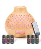 400ml Aroma Diffuser Set with 6 Essential Oils - Ultrasonic Humidifier with Remote Control 14-Color LED Timer & Auto-Off | Ideal for Aromatherapy & Relaxation - Buy Online on GoSupps.com