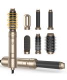 1000W Airstyler Hair Styler Set - 6 in 1 Hot Air Brush & Curling Iron | Negative Ion Technology for Hair Drying Styling & Straightening | Premium Gold Design - Buy Online on GoSupps.com