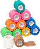 Self Adhesive Bandage Wrap - 2 inch x 5 yards, Neon Colors, 12 Pack - Stretch Wrap for Wrist, Medical Tape Waterproof - Vet Wrap 2 Inch - Buy Online on GoSupps.com