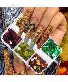 Fall Glitter Nail Sequins - Holographic Maple Leaf Nail Art Decorations | 6 Grids for Autumn & Winter Designs - Buy Online on GoSupps.com