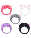 Onwon 5 Pcs Cat Ear Headbands - Fluffy Elastic Makeup Hairbands for Spa, Shower, and Sport - Buy Online on GoSupps.com