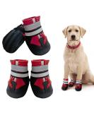 NeuWook Waterproof Dog Boots Set of 4 for Small Medium Large Dogs - Non-Slip and Wear-Resistant Protective Shoes with Reflective Straps - Size M Red - Buy Online on GoSupps.com