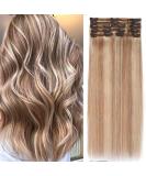 Real Hair Clip-In Extensions - 8pcs Thick Double Dilter 18 Clips | 30cm 115g #18/613 Light Ash Blonde/White Blonde - Buy Online on GoSupps.com