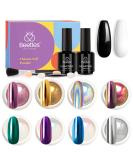 Beetles Chrome Nail Powder Kit - Black & White | Mirror Effect Holo Nail Powder Set - 8 Colors 1g/0.5g Jars | Manicure Art Glitter Decoration - Buy Online on GoSupps.com