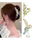 Souarts Large Gold Flowers Hair Clip - Non-Slip Metal Hair Claws for Women & Girls - Stylish Hair Accessories - Buy Online on GoSupps.com