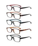 5 Pack High-Quality Reading Glasses for Men & Women - Comfortable Rectangular Spring Hinges in 5 Colors (0.5) - Perfect Vision Aid - Buy Online on GoSupps.com