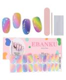 EBANKU Semi Cured Gel Nail Strips 20 Stickers Colorful Rainbow Gel Nail Polish Stickers Wraps Adhesive Gel Nail Stickers with Nail File Stick and Sealing Strip (UV/LED Lamp Required) - Buy Online on GoSupps.com
