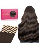 WhenALIFE Tape Extensions - 20Pcs 30g 25cm Real Remy Hair Invisible Skin Weft Silky Straight Dark Brown #2A - Premium Quality Hair Extensions - Buy Online on GoSupps.com