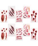 Sibba Fake Blood Temporary Tattoo Body Art Skin Stickers - 10 Pieces Horror Realistic Bloody Wound Stitch Scar Scab Bruise Halloween Cosplay Makeup Kit - 4 Styles - Buy Online on GoSupps.com