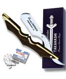 TAKAHASHI Professional Straight Razor for Men - Custom Wood Batman Logo Handle Classic Barber Kit with 100 Free Blades for Ultimate Grooming - Buy Online on GoSupps.com