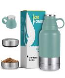 NALALAS 3-in-1 Portable Dog Water Bottle - Large 32oz Insulated Travel Bottle with Dog Water and Food Bowls - Teal - Buy Online on GoSupps.com