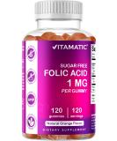 Vitamatic Folic Acid Gummies 1000 mcg - Essential Prenatal Vitamins for Mom & Baby - 120 Vegan Gummies - Buy Online on GoSupps.com