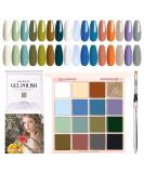 16-Color Solid Gel Nail Polish Palette - Valley Green Cream Gel & Brush Kit for Stunning Nail Art - Buy Online on GoSupps.com