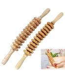 2 PCs Wooden Massage Roller - Anti-Cellulite Back Massager with Handle for Neck Legs & Body - Buy Online on GoSupps.com