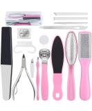 Footfire 16-Piece Pedicure Set - Premium Foot Care & Corn Removal for Men & Women - Perfect Rasp Files & Tools - Pink - Buy Online on GoSupps.com
