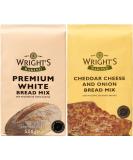 Wright's selection pack | Premium White Bread Mix And cheddar and onion bread mix | Simply Add Oil and Water | For Machine or Hand Baking | Suitable for Vegetarians - Buy Online on GoSupps.com