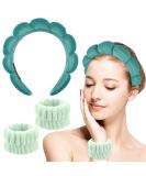Sponge Headband Set for Women & Girls | Face Washing Makeup Removal Skin Care Spa Yoga Shower Headband - Green Terry Hair Band - Buy Online on GoSupps.com