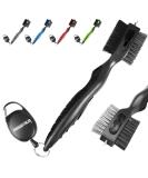 Golf Club Brush & Groove Cleaner 2-in-1 | Retractable Zip-line & Sharp Pick | Metal Buckle | Nylon & Wire Bristles | Black Upgraded - Buy Online on GoSupps.com