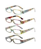 Cojwis 4 Pack Women's Reading Glasses - Stylish Patterns Spring Hinges 1.50 Magnification - 4 Colors Available - Buy Online on GoSupps.com