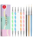 Saviland 8PCS Dotting Pen with Nail Art Liner Brush Set - Manicure Starter Kit for Nail Salon and Home DIY - Buy Online on GoSupps.com